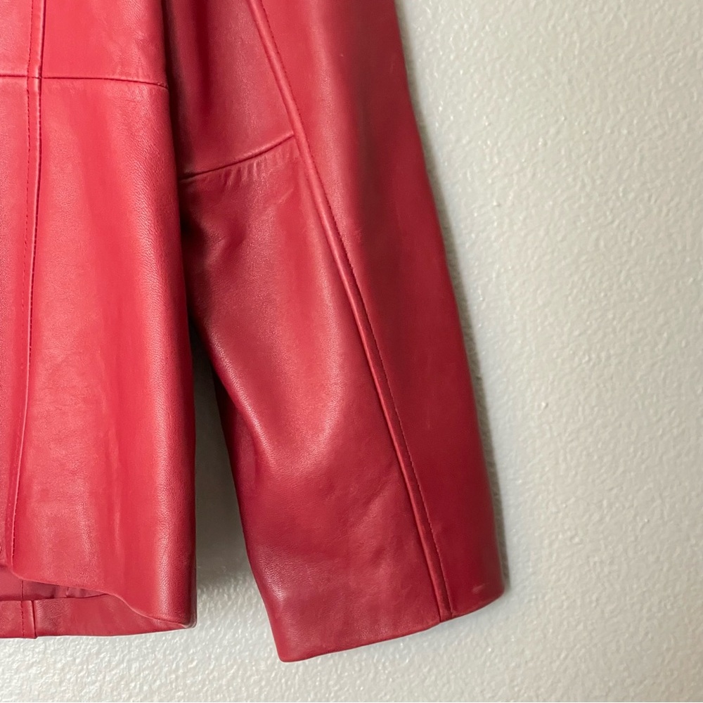 Liz Claiborne Red Leather Jacket Size Medium - Picture 10 of 13